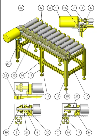 电动链条式滚轮输送机solidworks三维图