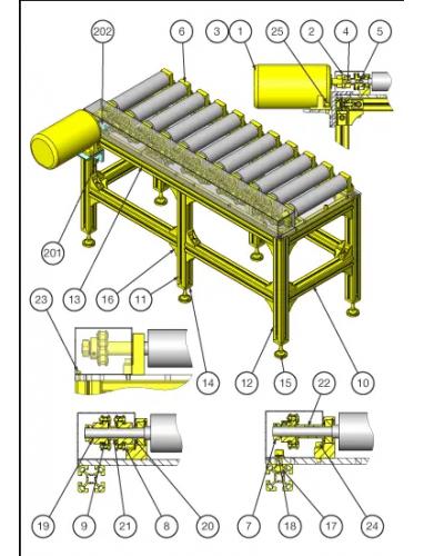 电动链条式滚轮输送机solidworks三维图