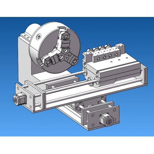 台式小型数控车床CNC加工机床模组3D图纸