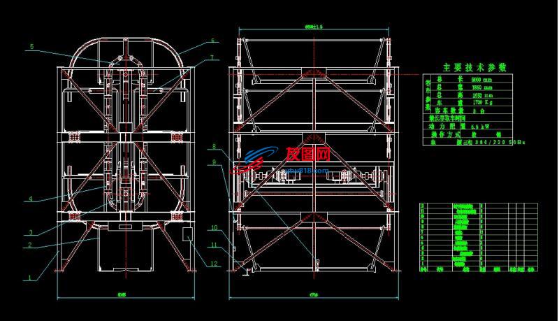垂直循环式的立体车库小型循环8车位CAD图纸