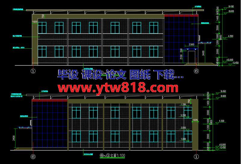 二层钢结构办公楼图纸CAD图纸 含建筑图 结构图 不含毕业论文