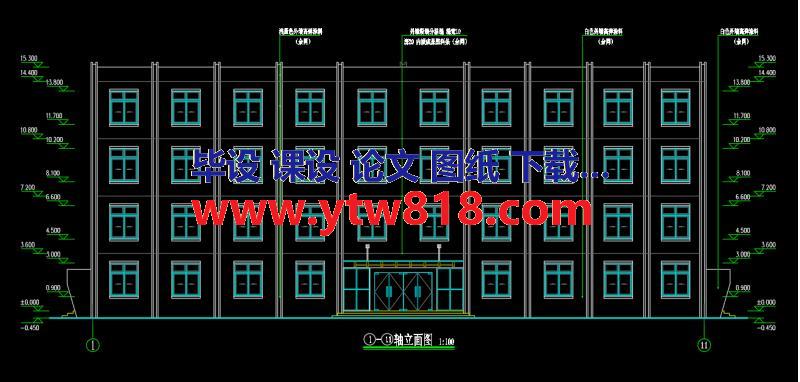 浙江省某市4层中学教学楼全套设计（2700平左右，含计算书，建筑图，结构图）