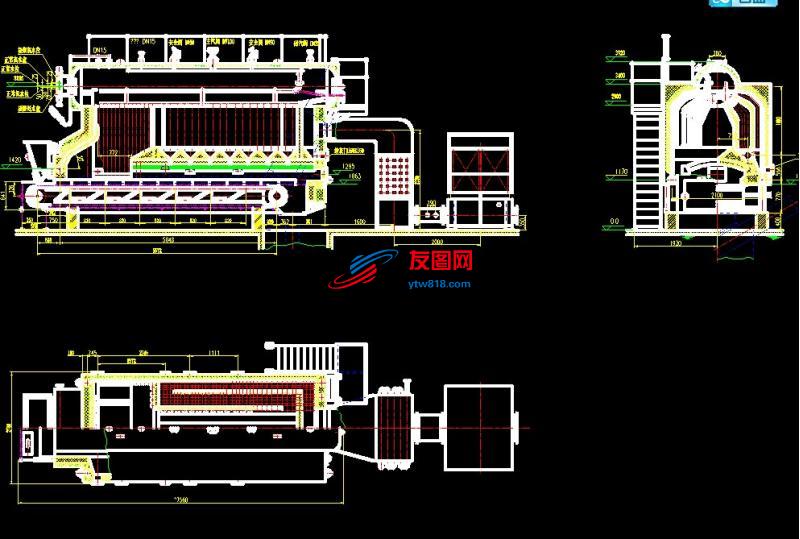 DZL4-1.25-WⅡ链条炉排锅炉（全套图纸） CAD图纸——(30.68MB)
