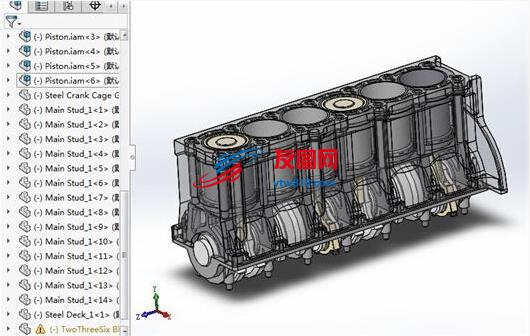 六缸重型发动机——SolidWorks