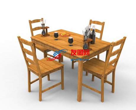 宜家带椅子的餐桌（solidworks+stp)