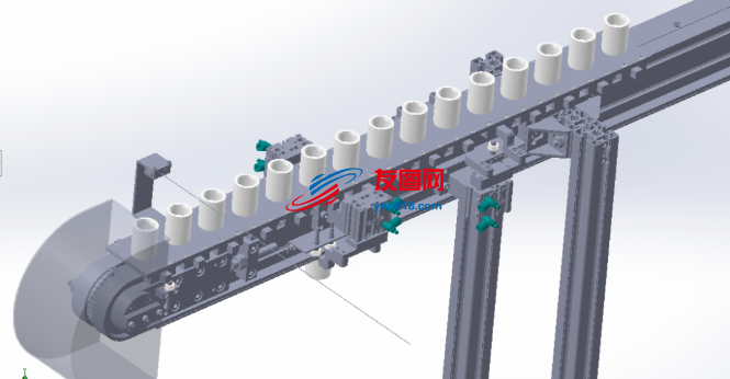一条德国设备上的输送流水线3D数模图纸 Solidworks设计