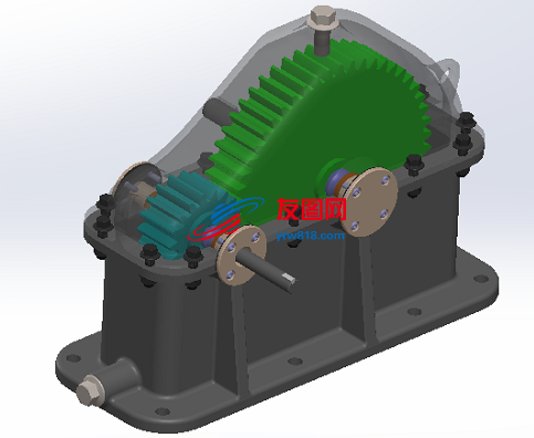 one-stage一级圆柱齿轮箱模型3D图纸 STEP格式 附PDF工程图