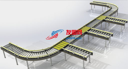 Roller Conveyor Line V3滚筒输送线3D数模图纸 Solidworks设计