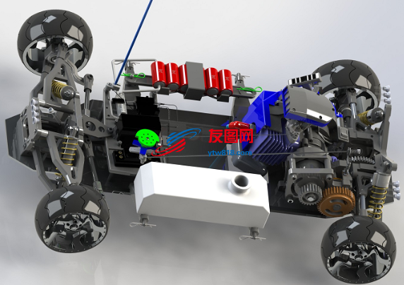 RC遥控四驱车 汽车赛车完整模型 solidworks设计