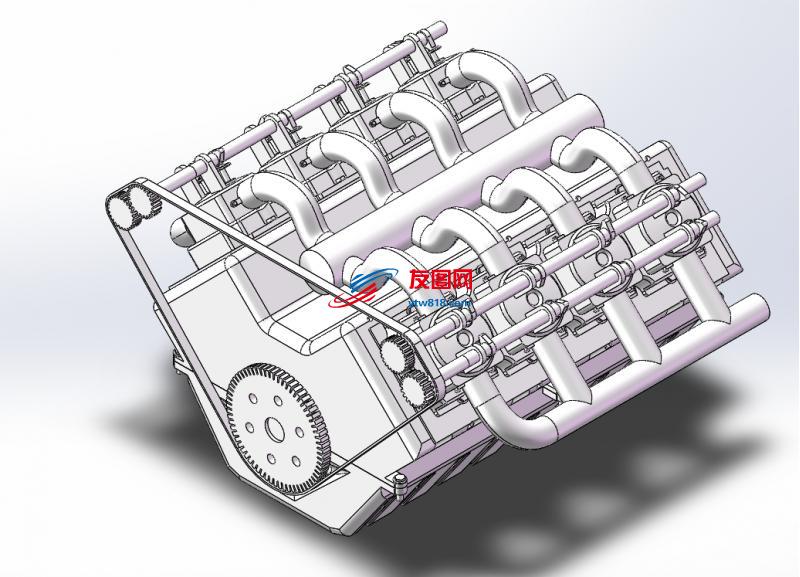 V8发动机设计模型图