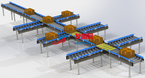 辊道输送机产品分拣机生产线3D图纸 Solidworks设计