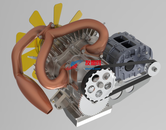 2 Stroke Engine二冲程发动机模型3D图纸 STP格式