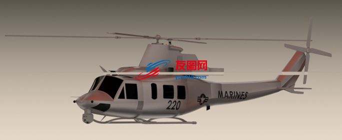Bell UH-1Y直升机模型3D图纸 Solidworks设计