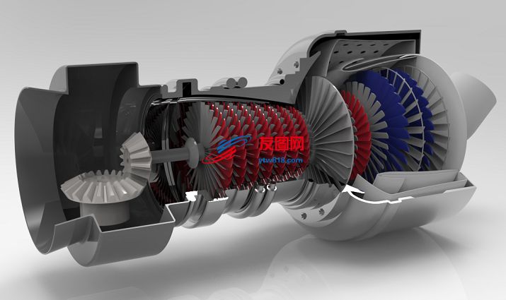 Turboshaft Engine涡轴喷气发动机演示模型3D图纸 Solidworks设计 附IGS
