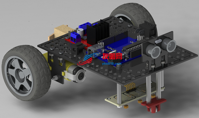 LDR直线跟随机器人编程小车结构3D图纸 Solidworks设计