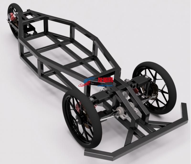 Prototype Car Frame三轮车底盘结构3D图纸 iges格式