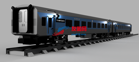 LHB COACH一节火车厢模型3D图纸 STEP格式