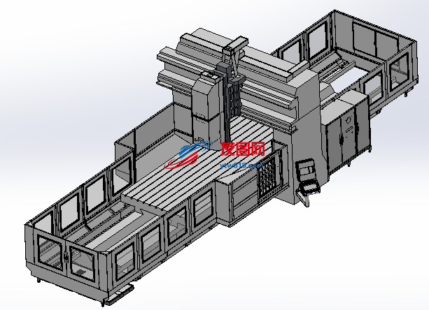大型龙门铣床外部钣金框架3D模型 Solidworks设计