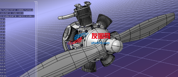7缸星型发动机简易结构3D图纸 STP格式