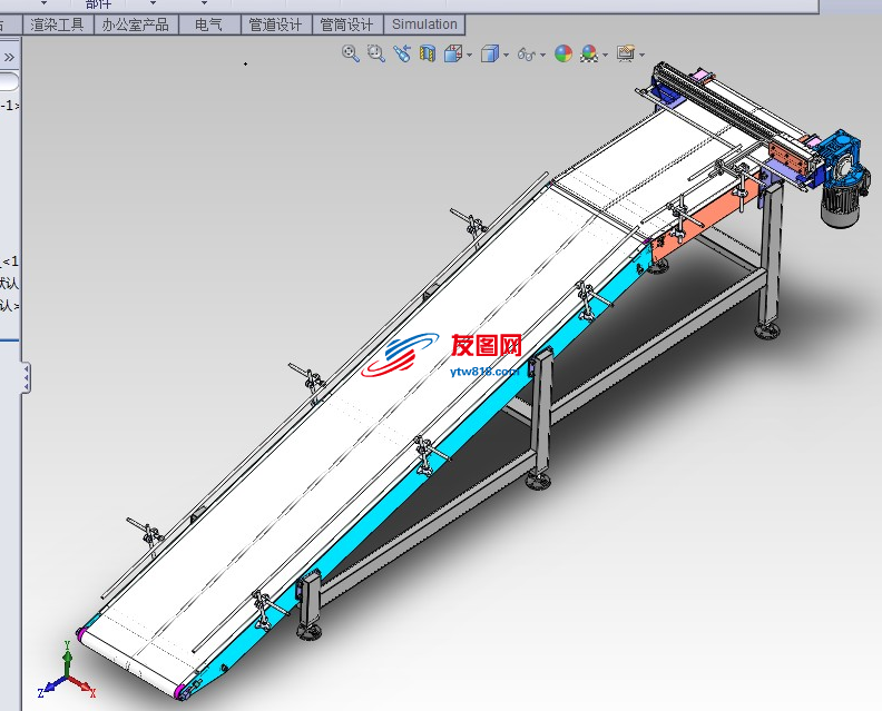 斜坡输送机-皮带输送机3D数模图纸 STP格式