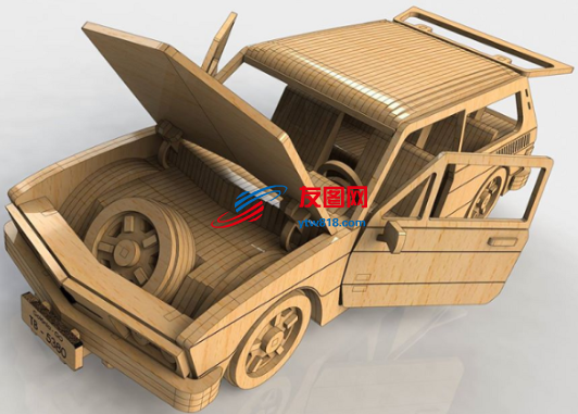 VW轿车激光切割模型3D图纸 Solidworks设计
