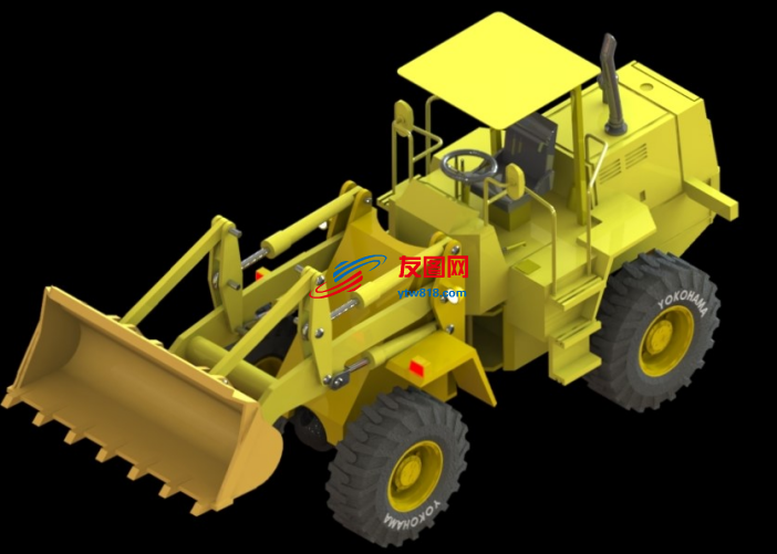 轮式装载机铲车简易模型3D图纸 Solidworks设计