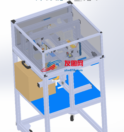 纸箱封箱贴标一体机3D数模图纸 Solidworks设计