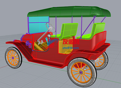 古董级老式福特轿车汽车3D图纸 3ds格式