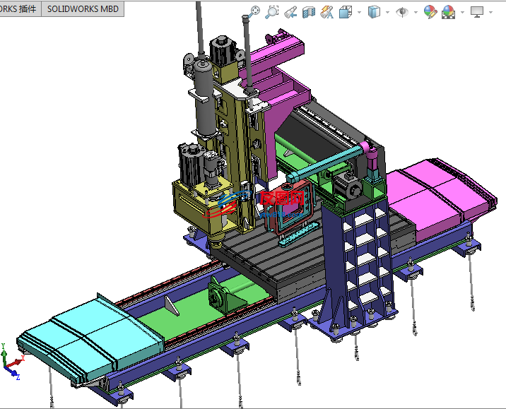 重型龙门加工中心CNC三维建模图纸 Solidworks设计