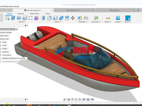 tekne-boat快艇小船模型3D图纸 STEP格式