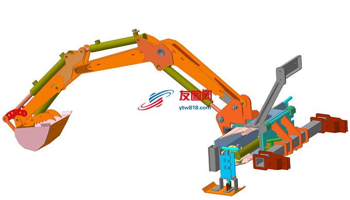 KUBOTA F1900 DIGGER 挖掘机臂结构3D图纸 STP格式