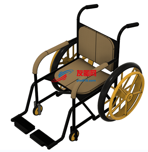 wheelchair-73轮椅简易模型3D图纸 STEP格式