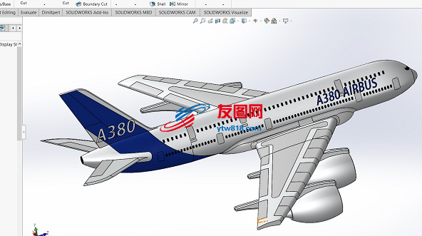 airbus-a380-plus空客客机飞机简易模型3D图纸 Solidworks设计