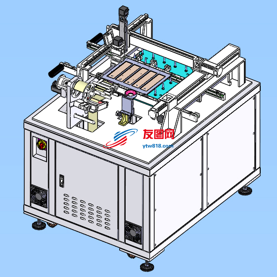 SMT在线视觉自动贴条码机3D数模图纸 Solidworks设计