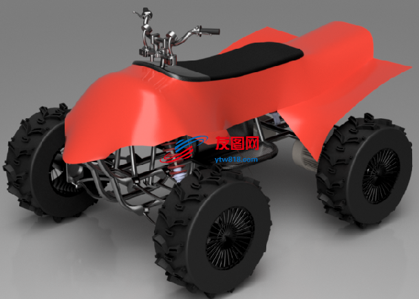 电动四轮摩托车概念结构3D图纸 STEP格式