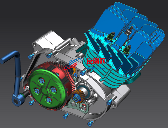 雅马哈DT 80 MX单缸摩托车发动机模型3D图纸 UG设计 附IGS格式