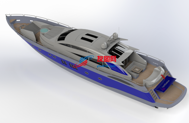 快艇游艇船模型3D图纸 Solidworks设计
