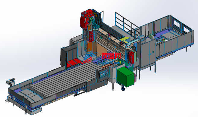 龙门式CNC加工中心3D数模图纸 Solidworks设计