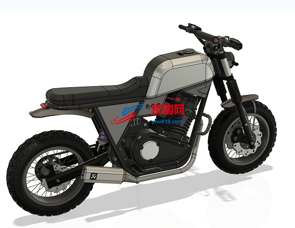 Brat Motorcycle摩托车造型3D图纸 STEP格式