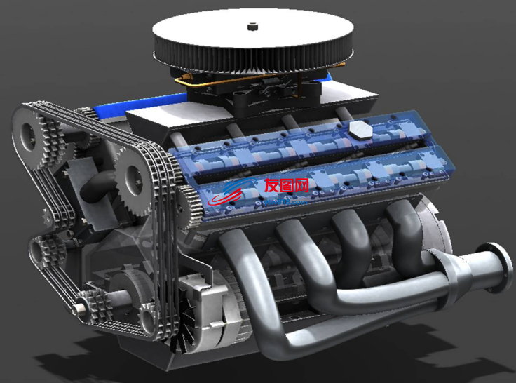 八缸发动机模型3D图纸 Solidworks设计 附STEP格式