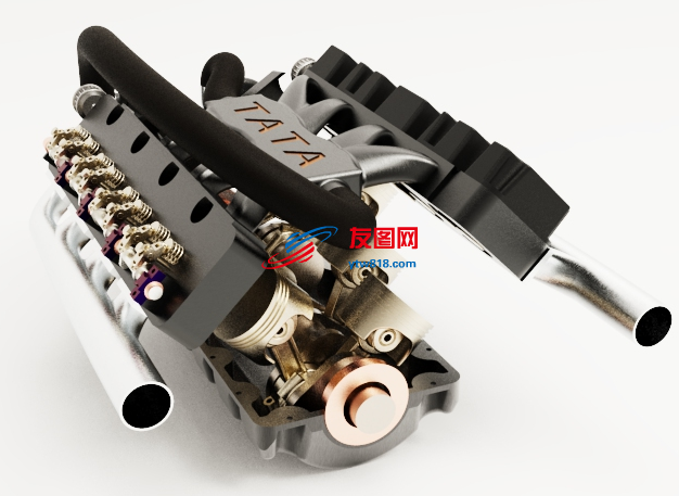 Tata V8发动机模型3D图纸 Solidworks设计
