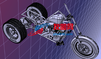 运动型三轮摩托车架3D图纸 STP格式