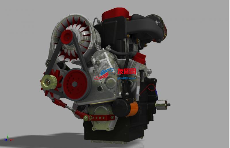 1柴油发动机模型3D图纸 Inventor设计