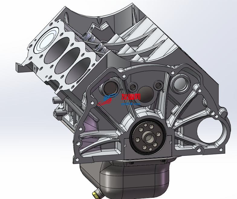 v8带有组装的发动机缸体设计模型