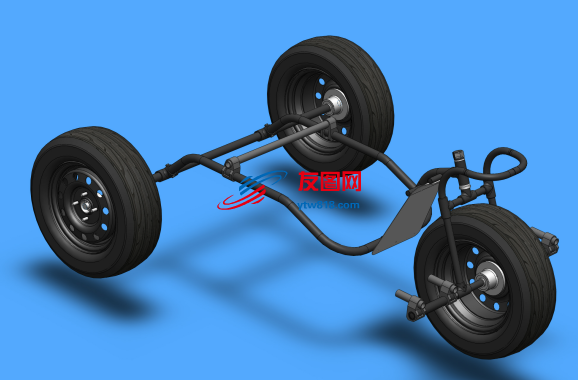 三轮车钢管架3D数模图纸 Solidworks设计