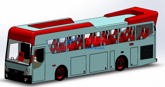大巴士公交车简易模型3D图纸 Solidworks设计