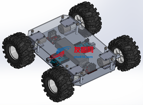 四轮移动机器人小车3D图纸 STEP格式