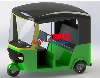 载客三轮车简易模型3D图纸 Solidworks设计 附x_t