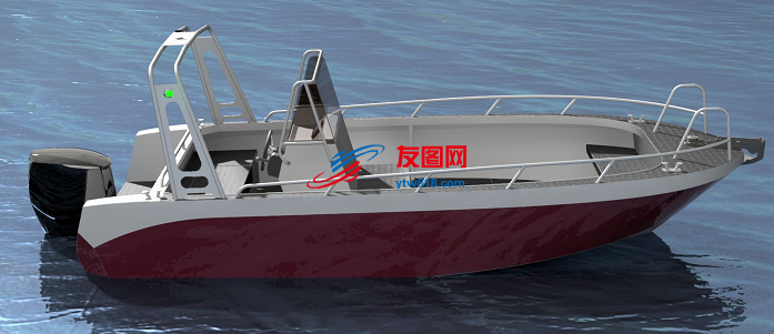铝壳船小游艇3D数模图纸 STP格式
