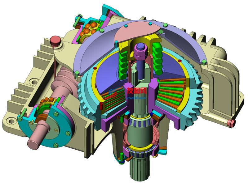带安全离合器蜗轮箱模型3D图纸 IGS格式